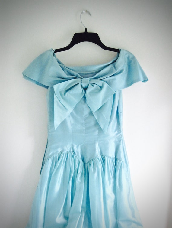 Vintage Aqua Prom Dress, Rockabilly, Bridesmaid D… - image 3