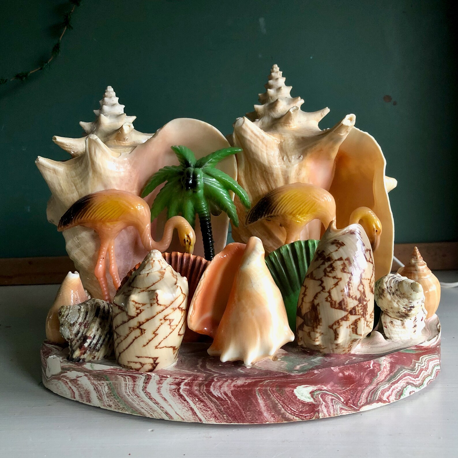 Retro Conch Shell and Flamingo TV Lamp 1950s TV Lamp Etsy