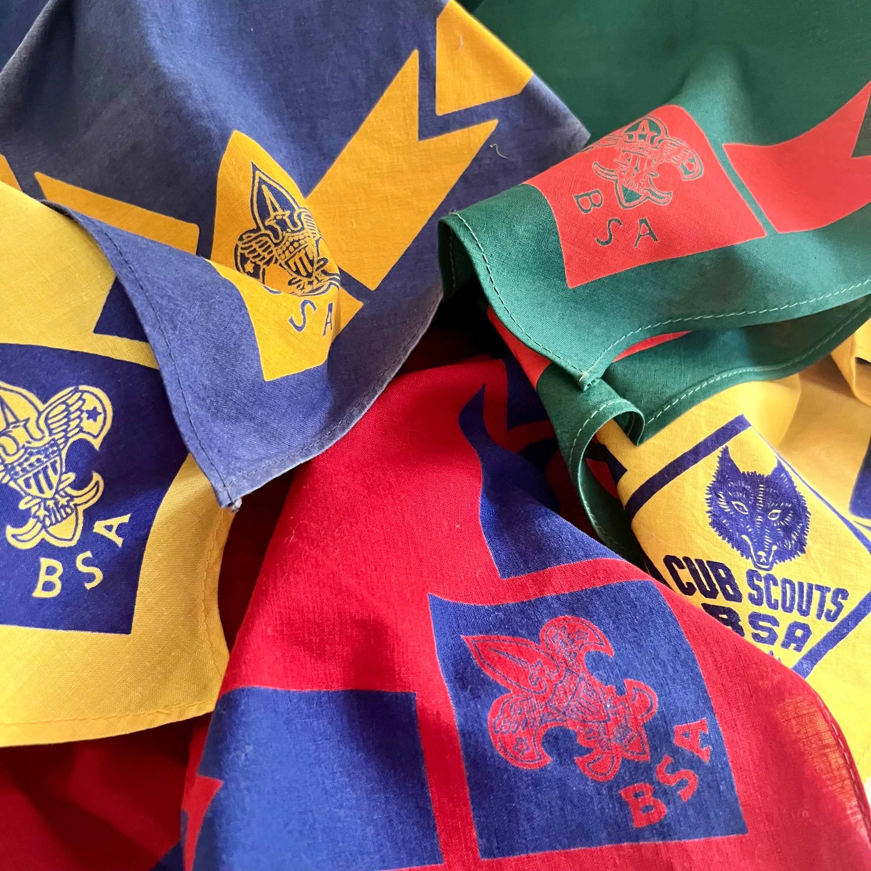 Set of 5 Vintage Boy Scout Neckerchiefs, Boy Scout Cub Scout