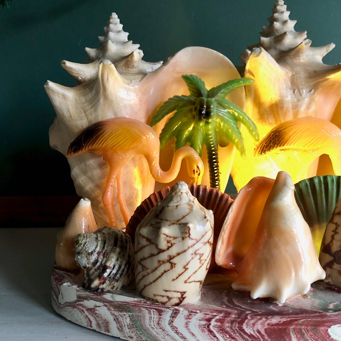 Retro Conch Shell and Flamingo TV Lamp 1950s TV Lamp Etsy