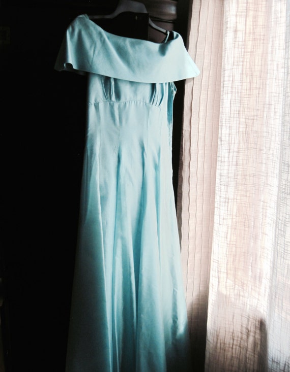 Vintage Aqua Prom Dress, Rockabilly, Bridesmaid D… - image 5