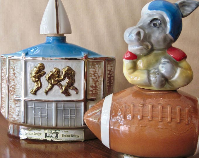 Vintage Jim Beam Whiskey Decanters, Football Hall of Fame, 1972