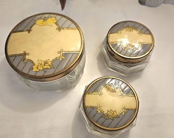 Antique Nippon Morimura Bros Japan Floral Porcelain Powder Trinket