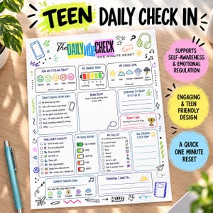 ティーン向け毎日のチェックインワークシート | 中学生・高校生向けのSELアクティビティ＆気分トラッカー