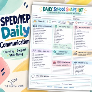Parent Connection Note, Teacher Communication Forms, Printable SPED IEP Daily Log, Elementary Student Behavior Tracker, Digital Download