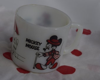 Milk Glass Mickey and Minnie Souvenir cup. Milk Glass Mickey Minnie coffee mug