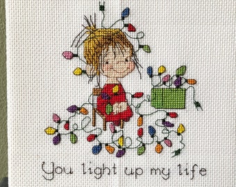 Vintage Cross Stitch. Christmas lights