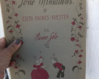Vintage Sheet music. Piano solos. 1943 piano solo book. 12 short pieces. Illustrated piano solo books