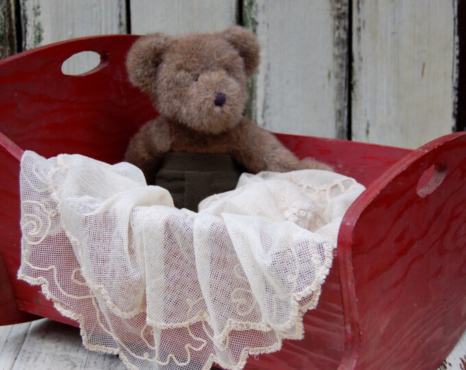 Primitive Handmade Doll Cradle. Barn Red Chippy Doll Cradle. Etsy