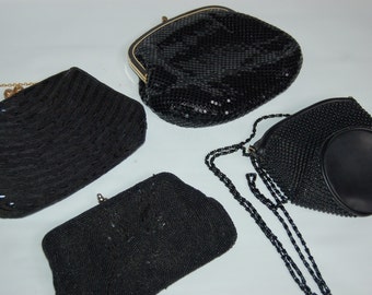 vintage Beaded bridesmaid, Wedding, Prom purses in black. Bridesmaid purses. Black beaded Holiday purse or clutch