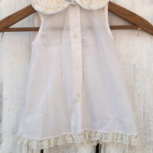 vintage baby dress. 6 to 9 months. Button front. Lace collar. Soft pink.