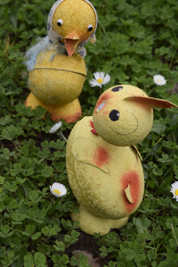 Paper Mache Easter Chicks. Vintage German Easter Chickens. Etsy