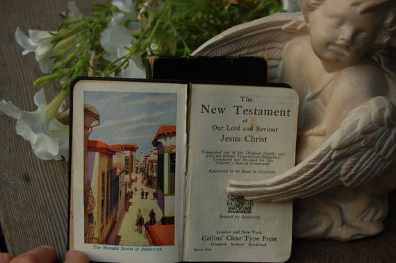 Illustrated New Testament Pocket Bible 1931 London Boxed Pocket Bible Boxed Vintage New Testament Illustrated - 