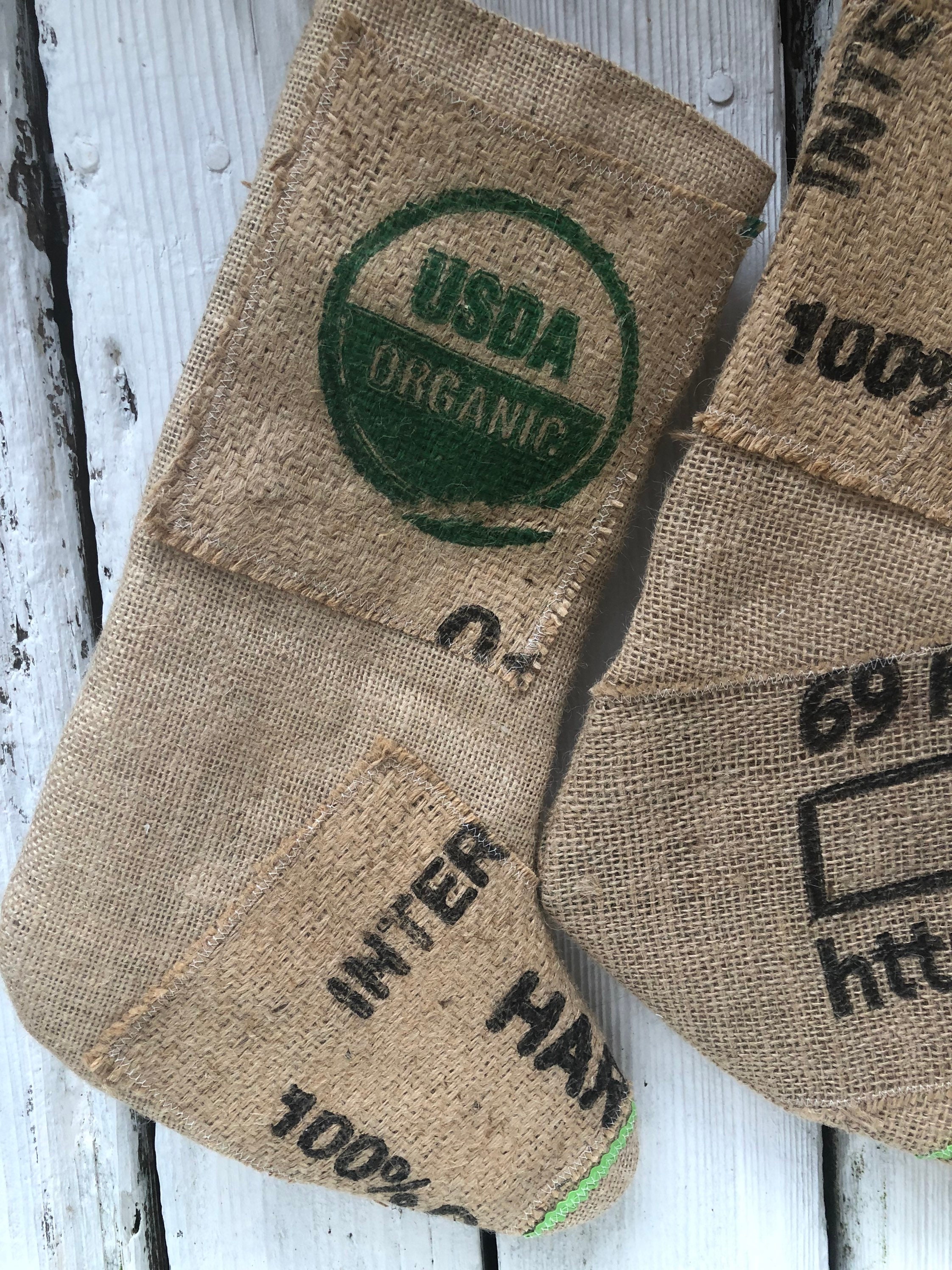 Recycled Burlap Coffee Bag Stockings.barista Stockings. Coffee 