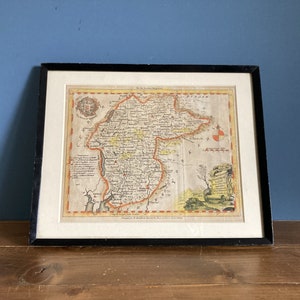 Antike gerahmte George II Landkarte von Westmoreland von Thomas Kitchin mit späterer Handkolorierung c. 1750er Jahre