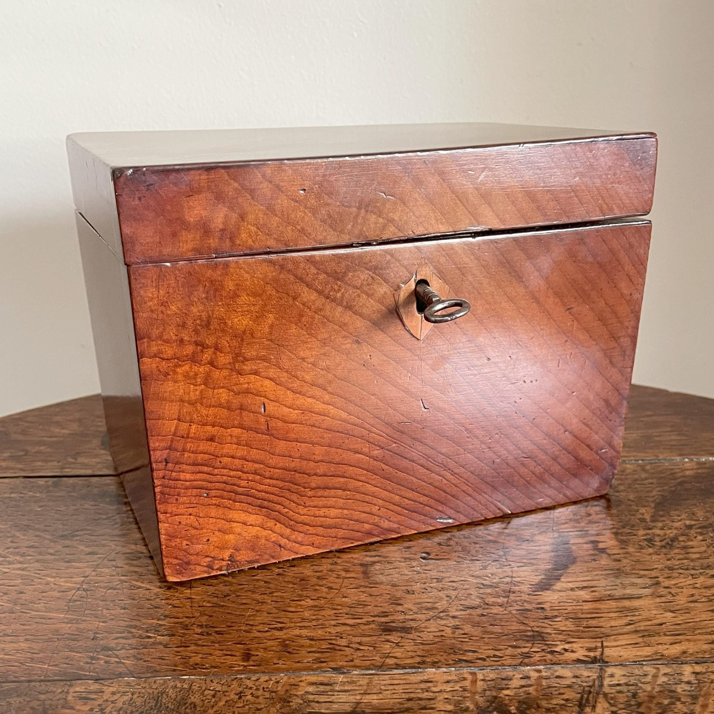 Antique George III twin compartment yew tea caddy c. early 19th century