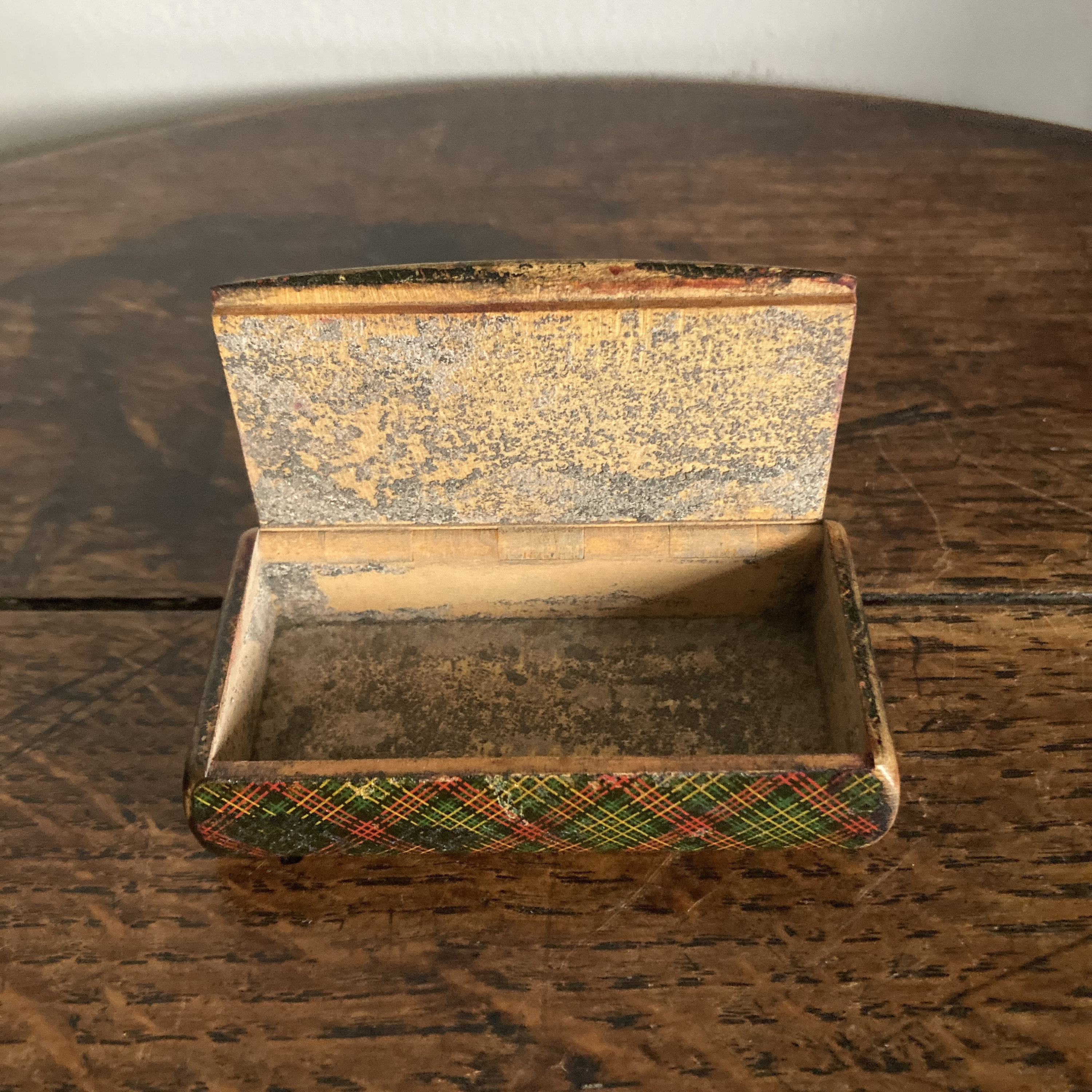 いの Antique Victorian Mauchline Tartanware Pocket Snuff Box C. 19th