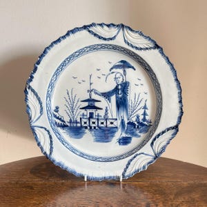 Antique George III pearlware Long Eliza plate c. late 18th century