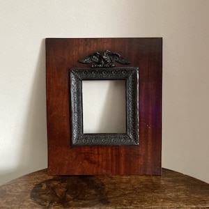 Exceptional antique George IV mahogany and bronze portrait miniature frame c. 1820