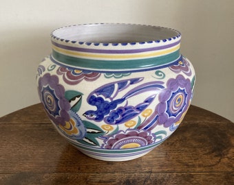 Vintage Carter Stabler Adams (Poole) hand painted jardinière/planter - pattern HE - shape 924 - painted by Mary Brown c. 1926-34