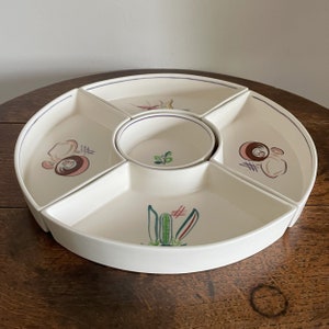 Vintage Poole handbemaltes Hors D'oeuvre Set - Muster KUb -form 272 - entworfen Truda Carter von Sylvia Penney c. 1960 - 1967