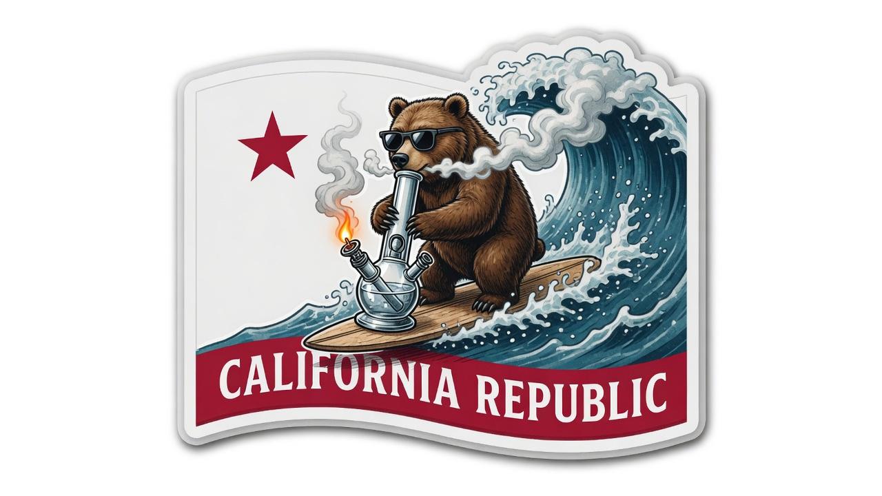 California Surfing Bear Flag - Etsy