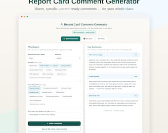 AI Report Card Comment Generator | Parent-Ready Teacher Time Saver (App)