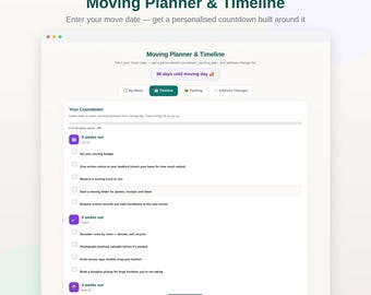 Moving Planner Timeline Checklist | Google Sheets, Excel (Digital Download)