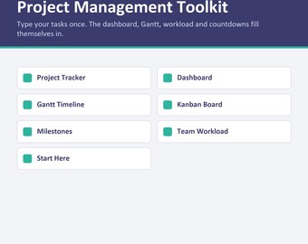 Project Management Spreadsheet | Gantt Chart, Kanban Board, Task Tracker (Excel, Google Sheets)