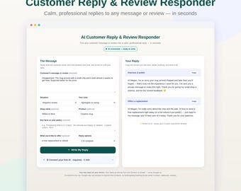 AI Customer Reply Generator | Review Response App (Digital Download)