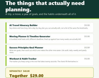 Life Planner Pack: Goal, Habit, Travel, Moving Checklists (Digital Download)