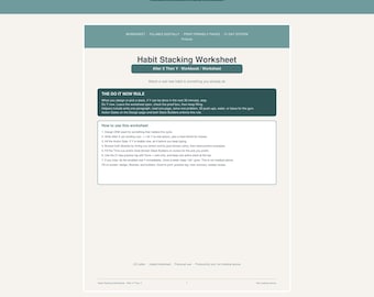 Habit Stacking Worksheet | After X Then Y Builder | 21 Day Practice Log Fillable