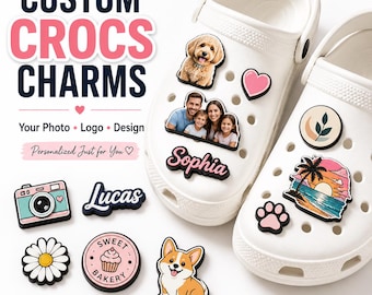 Adornos personalizados para Crocs, adornos personalizados para zapatos con fotos, pines personalizados para zapatos con mascotas y logotipos, botones para zapatos con fotos familiares, regalo único