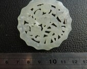 Hand carved round pendant Beautiful fine Jade Jadeite Chinese Fish flowers Pendant Bead pendant supply,carved white jade,pretty white