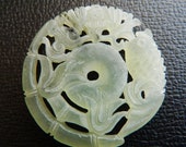 Hand carved round pendant Beautiful fine Jade Jadeite Chinese Fish Pendant Bead pendant supply,carved white jade,pretty white