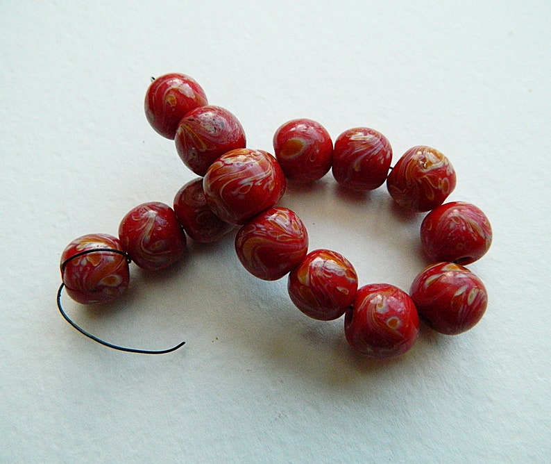 ,lampwork beads,Exotic beads trade beads,old bead Trade beads Vintage Chinese swirl Feather Lampwork round Glass beads
