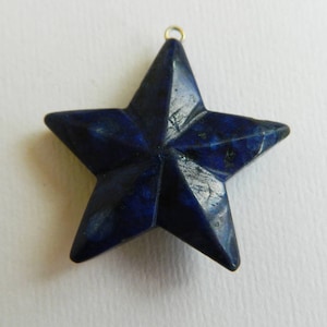 Star pendant lapis lazuli,,blue stone pendant ,Lapis Moon, stars pendant supply,3d Star Lapis
