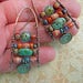 Rustic tribal Boho Chandelier/dangle earrings Gypsey , trade beads , Nobium, Chevron beads beads Natural Turquoise Gemstone Earrings