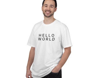 Maglietta "Hello World", maglietta da programmatore, t-shirt da ingegnere del software, maglietta per la programmazione, regalo per sviluppatori, t-shirt tecnologica minimalista, Comfort Colors 1717