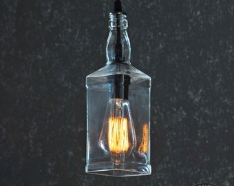 Recycled Whiskey Bottle Hanging Pendant Lamp