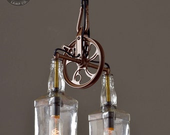 The Carriage House Pendant - Whiskey Bottle Lamp - Industrial Light - Factory Light - Rustic Modern Decor