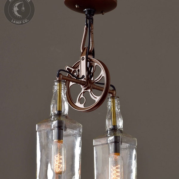 The Carriage House Pendant - Whiskey Bottle Lamp - Industrial Light - Factory Light - Rustic Modern Decor