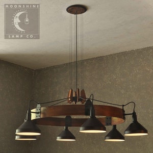 The Piedmont, Wooden Walnut Ring Chandelier,Rustic Modern Farmhouse Lighting, industrial lighting, rustic chandelier, modern chandelier