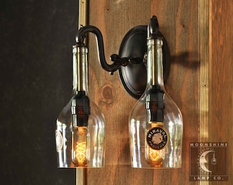 The French Quarter Double Wall Sconce - Rustic Recycled Bottle Wall Light Fixture with Customizable Finish - Farmhouse and Industrial Decor