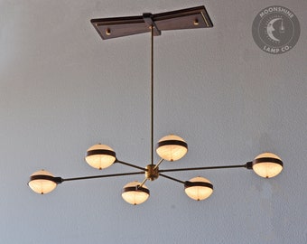 The Avalon - Modern Brass and Hardwood Atomic Chandelier