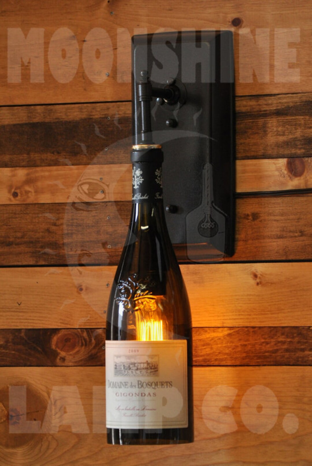 Recycled Wine Bottle Wall Sconce Rustic Lighting for Wine Cellar, Bar