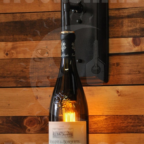 Recycled Wine Bottle Wall Sconce Rustic Lighting for Wine Etsy