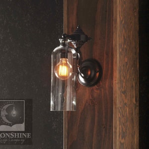 The  French Quarter - Hand Blown Glass Wall Sconce With Brass Hardware And Customizable Finishes - Industrial Light - Rustic Lighting