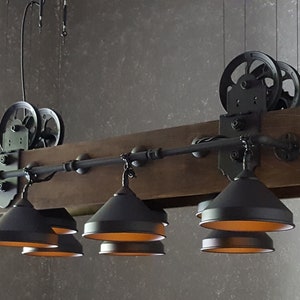 Rustic Pool Table Light - Industrial Chandelier for Pool Tables, Dining Tables, and Bar Lighting image 2