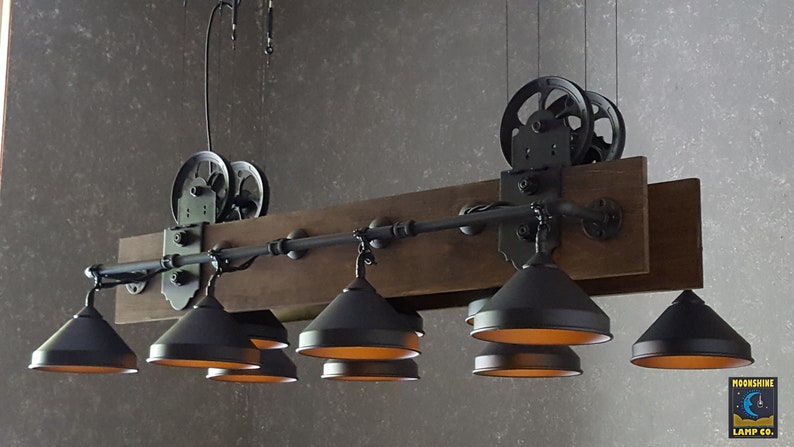 Rustic Pool Table Light - Industrial Chandelier for Pool Tables, Dining Tables, and Bar Lighting image 2